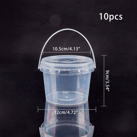 Drum Plastic Buckets 10 Packs Plastic Storage Bucket Containers with Lids and Handles Pigment Small Tools Parts Materials Storage Case Clear