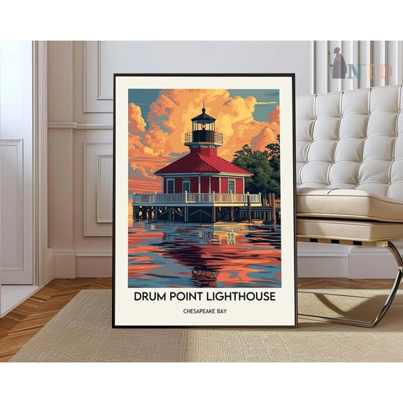 Drum Point Lighthouse Maryland Poster, Unframed Paper Poster 8x10in