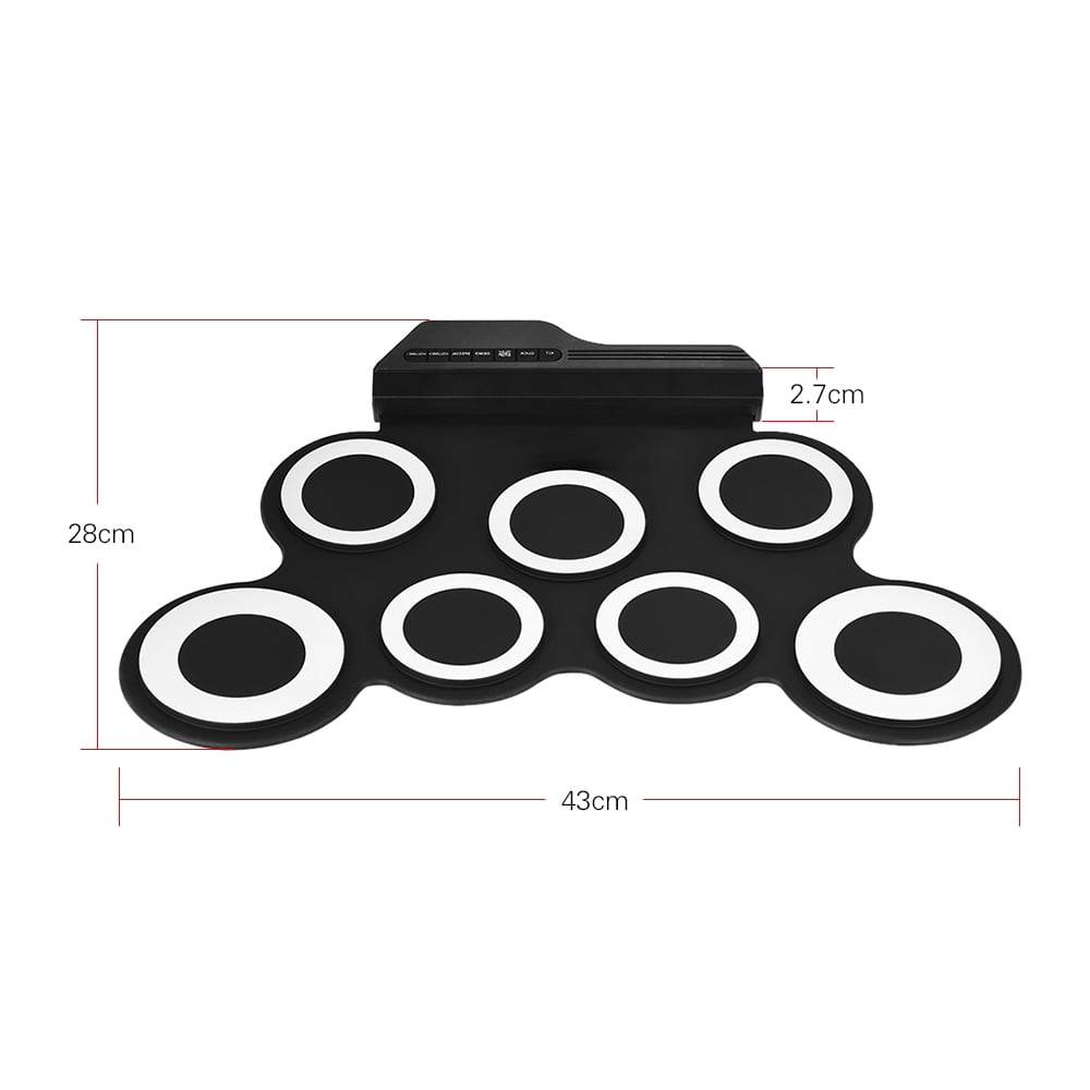 Drum Portable Digital Electronic Roll Up Drum Set Kit with 7 Silicon Drum Pads Ideal for Beginners Kids