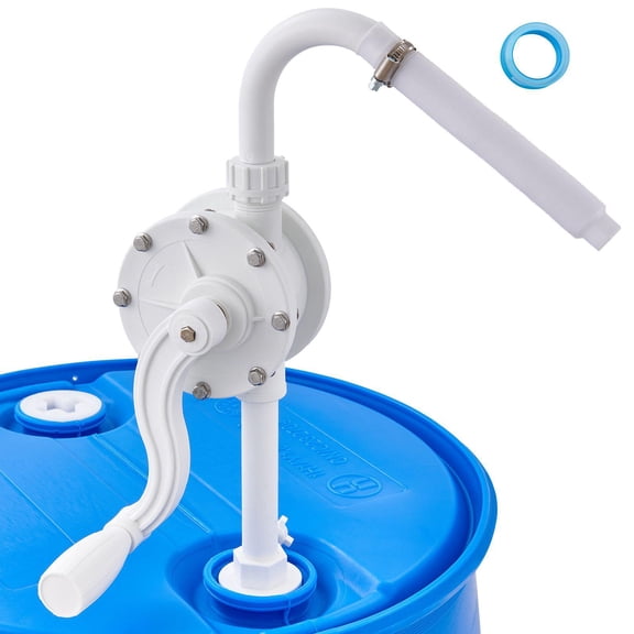 Drum Pump Hand Crank 6.5 GPM Flow Rotary Barrel Pump for 5 55 Gallon Drums with 3 Section Suction Tube Hose Fast Transfer Water Alcohol Corrosive Liquids