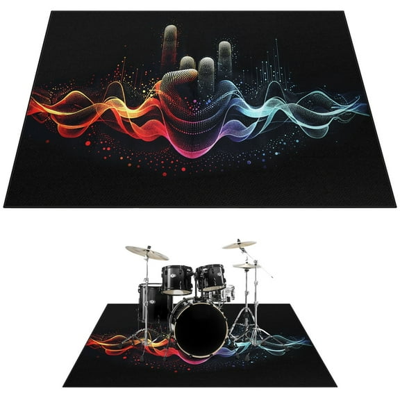 Drum Rug, 6 x 5 FT Rectangular Drum Mat, Drum Carpet with Non-Slip Grip Bottom, Soundproof Musical Instrument Rug, Professional Drum Accessories