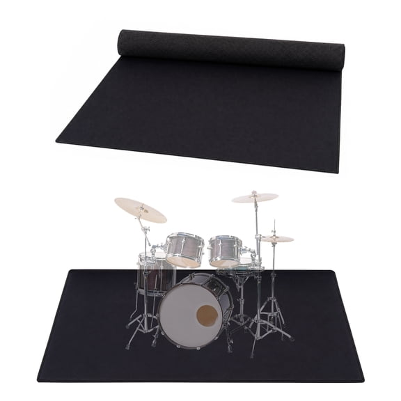Drum Rug Drum Mat 3.94x5.25ft,Non-Slip Tightly Woven Black Carpet Soundproof Noise Reduction Pad for Electric & Jazz Drum,Indoor/Outdoor Use