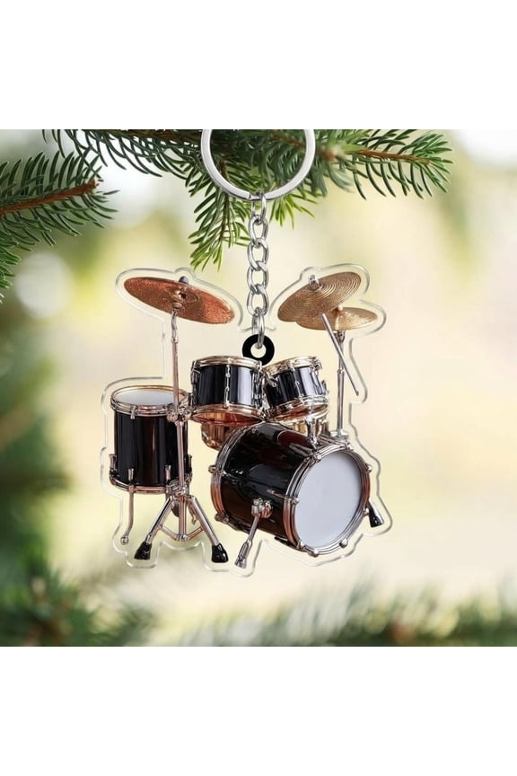 Drum Set Keychain, Eco-Friendly Plywood, Music Lover Gift