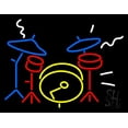 thumbnail image 1 of Drum Set LED Neon Sign 24" Tall x 31" Wide - inches Black Square Cut Acrylic Backing, with Dimmer - Premium built indoor Sign for Studio, Club, Home décor, Event, Workshop, Storefront., 1 of 7