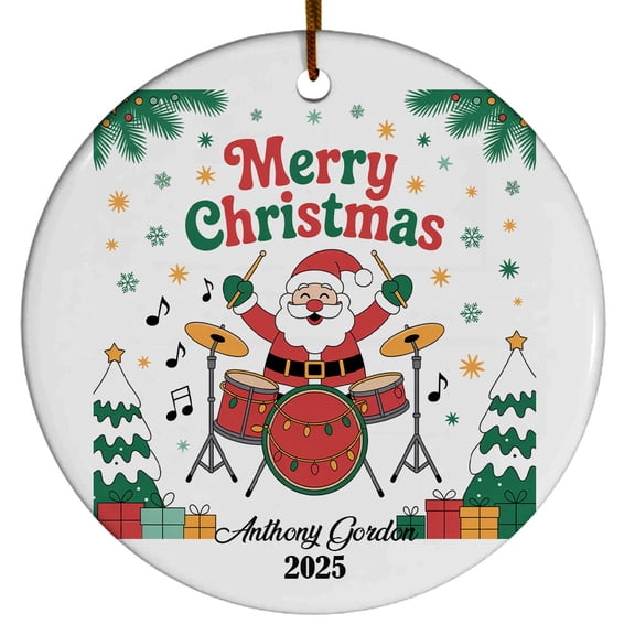 Drum Set Ornaments for Christmas Tree, Keepsake Decor 2025, Ornament Gift for Drum Set Lovers, Custom Player Name Christmas Ornament, Music Lovers and Classical Instrument Fans