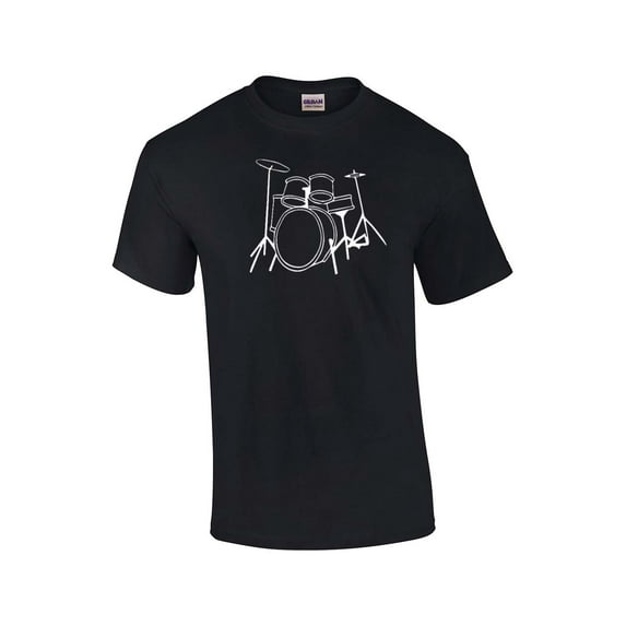 Drum Set T-shirt Drummer Band Musician Drumming Percussion Retro Design Music Rock Alternative Headbanging 80's -Black-4Xl