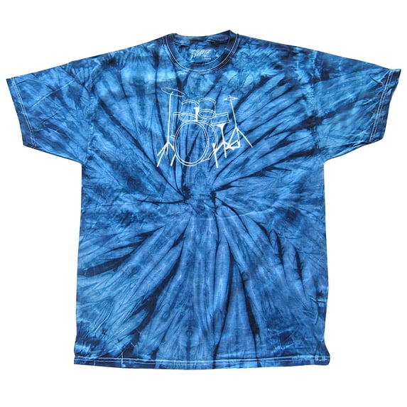 Drum Set T-shirt Drummer Band Musician Drumming Percussion Retro Design Music Rock Alternative Headbanging 80's -navytiedye-XL