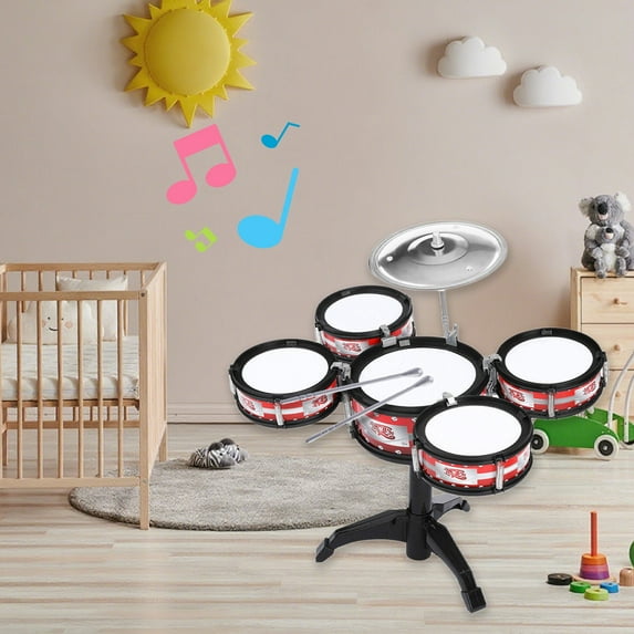 Drum Set Toy, Beginners Practice Drum Kit, Simulation Jazz Drum Percussion Instrument, Portable Learning Drum Set, Interactive Music Education Tool, Multifunctional Musical Entertainment AKLJWH