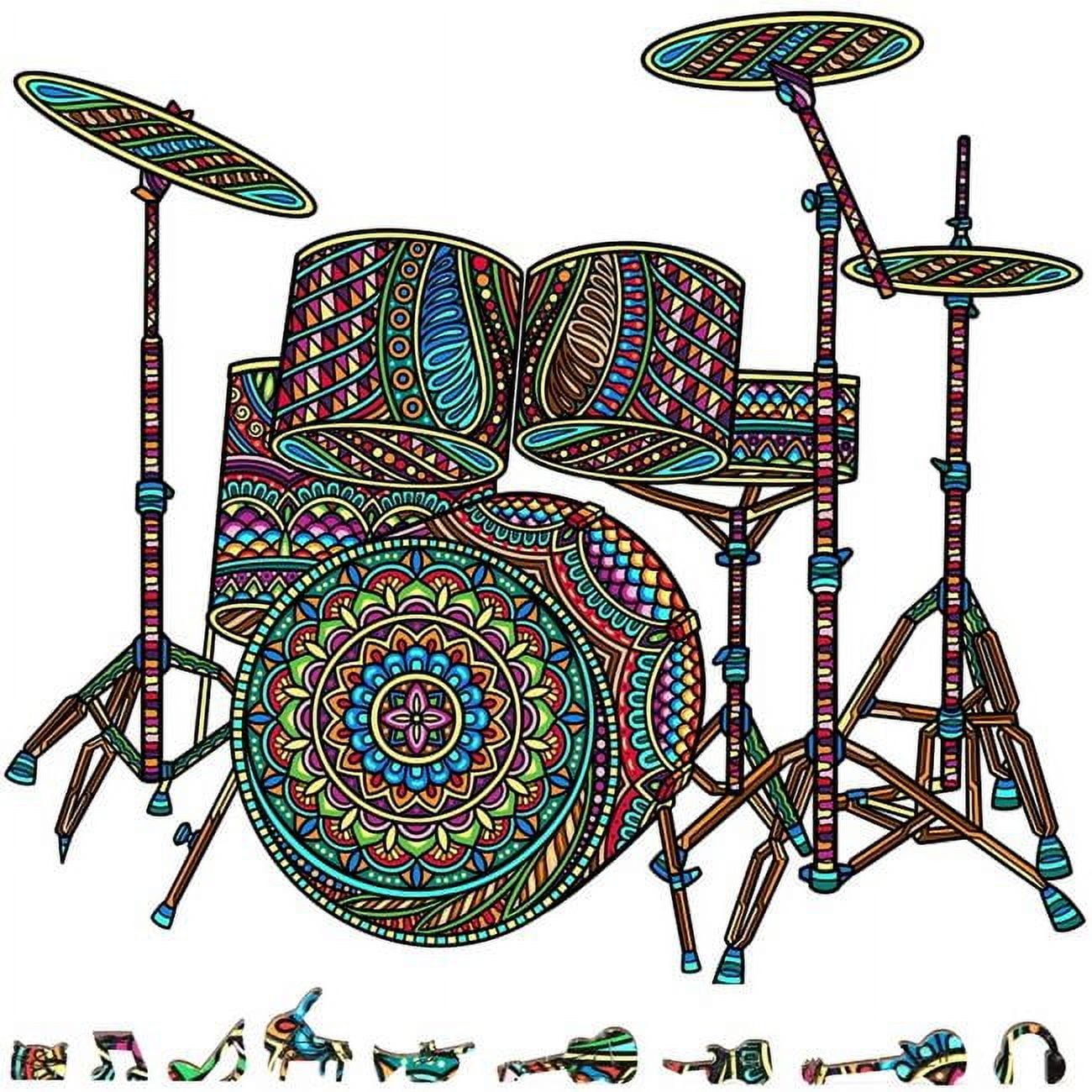 ZenChalet 200-Piece Multicolor Wooden Drum Set Puzzle