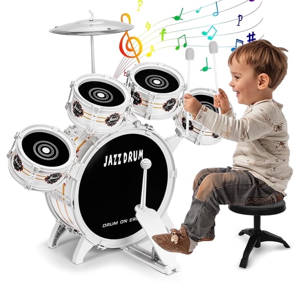Musical Toy Drums Set for Kids / Toddlers - 5 Drums Musical Instruments Christmas / Birthday Toys for 3 4 5 Year Old Kids Girls Boys