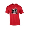 thumbnail image 1 of Drum Short Sleeve T-shirt Rock 101 Abe Lincoln Drumming Drummer Rock Funny Abraham Retro Heavy Metal -Red-XL, 1 of 4