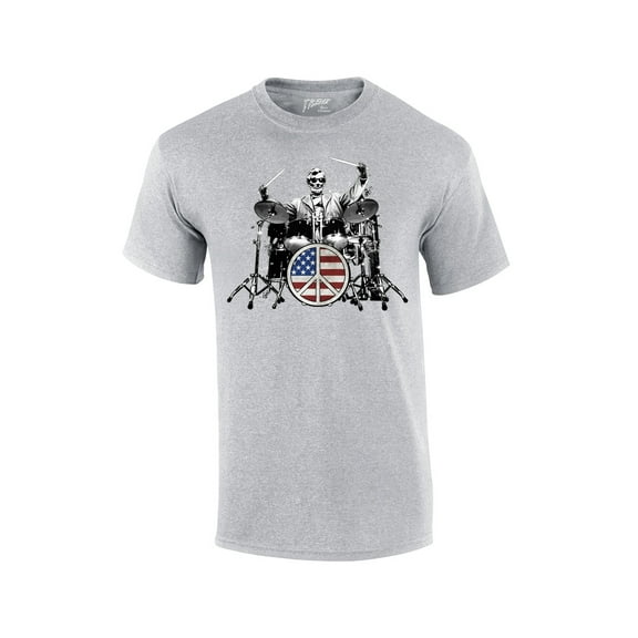 Drum Short Sleeve T-shirt Rock 101 Abe Lincoln Drumming Drummer Rock Funny Abraham Retro Heavy Metal -Sportsgray-XXXL