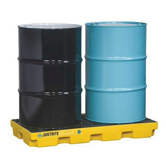 Drum Spill Containment Pallet, 24 gal Spill Capacity, 2 Drum, 2500 lb, Recycled Polyethylene