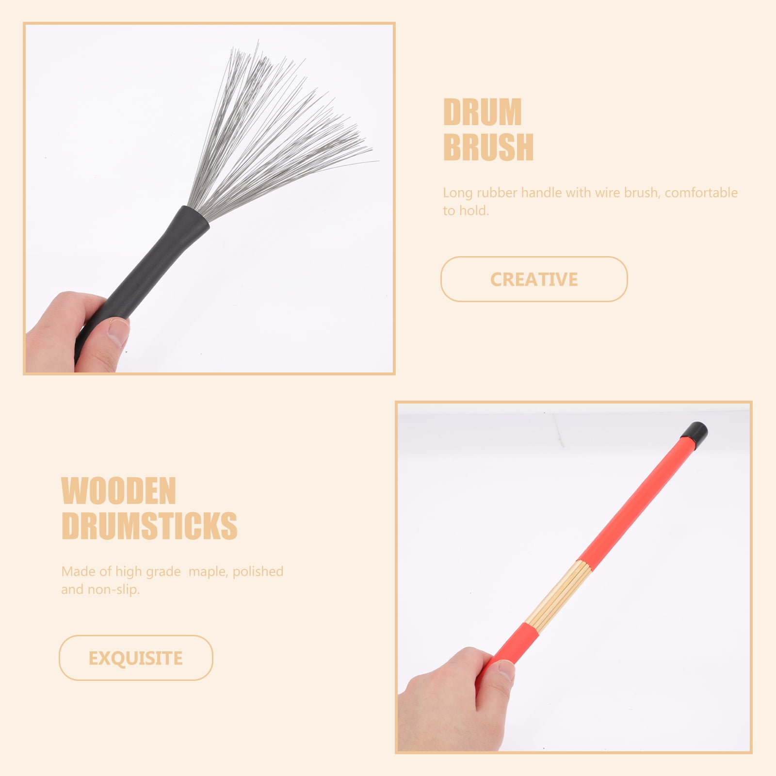 Drum Sticks 1 Set Drum Drumstick Kit Multiuse Drum Set Wire Drum Brush