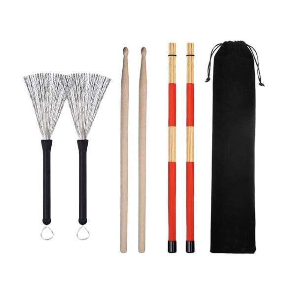 Assorted Color Professional Drum Brush with Lightweight Drumstick and Nylon Storage Bag