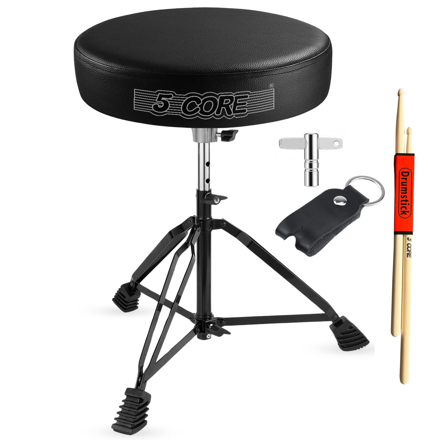 Drum Throne 3 Inch Thick Padded Comfortable Guitar Stool Double Braced Drummer Chair Height Adjustable Musician Seat For Adults And Kids Black - DS BLKCH BLK