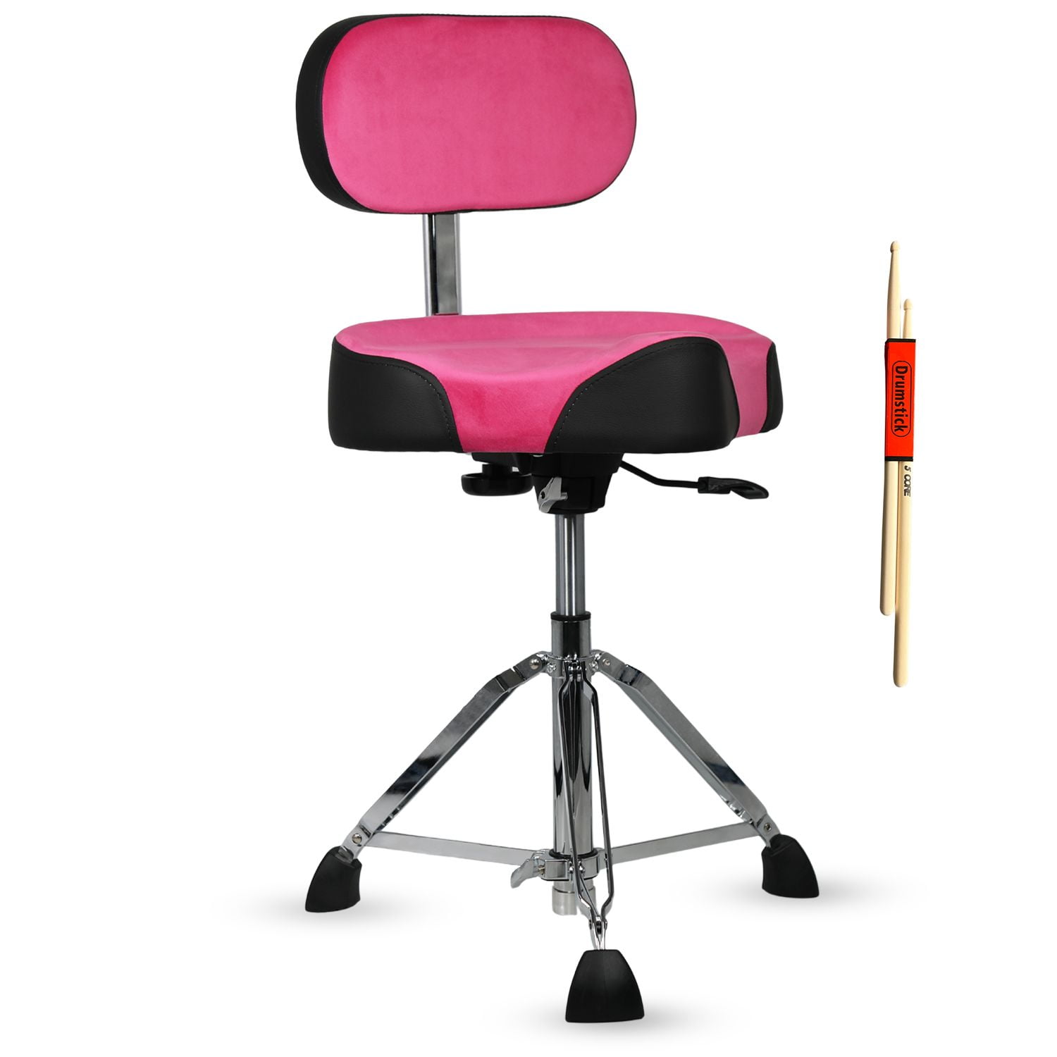 Drum Throne with Backrest, 4" Padded Stool with Airlift Adjustment 19"-25", 441Lb Capacity Heavy-Duty Drum Stool for Drummers, Double-Braced Steel Base