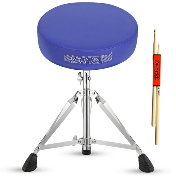 5 Core Drum Throne 3 Inch Thick Padded Comfortable Guitar Stool Double Braced Drummer Chair Height Adjustable Musician Seat For Adults And Kids Blue - DS CH BLU
