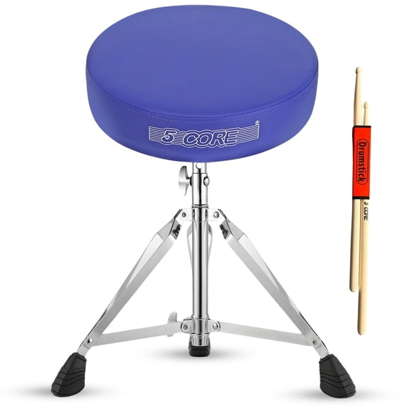 5 Core Drum Throne 3 Inch Thick Padded Comfortable Guitar Stool Double Braced Drummer Chair Height Adjustable Musician Seat For Adults And Kids Blue - DS CH BLU