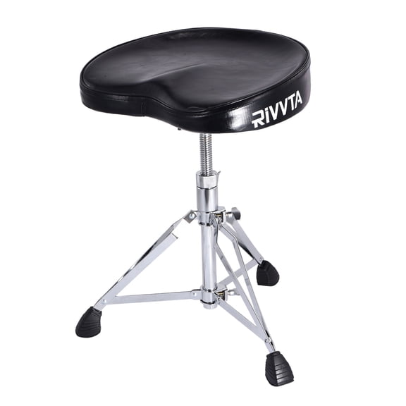 Drum Throne Drum Stool Adjustable Drum Seat Anti-Slip Base Swivel Drum Chair Butt Shape for Adult & Teen Drummers Black