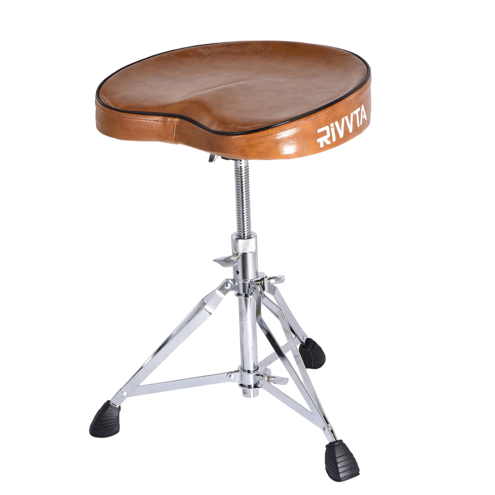 Drum Throne Drum Stool Adjustable Drum Seat Anti-Slip Base Swivel Drum Chair Butt Shape for Adult & Teen Drummers Brown
