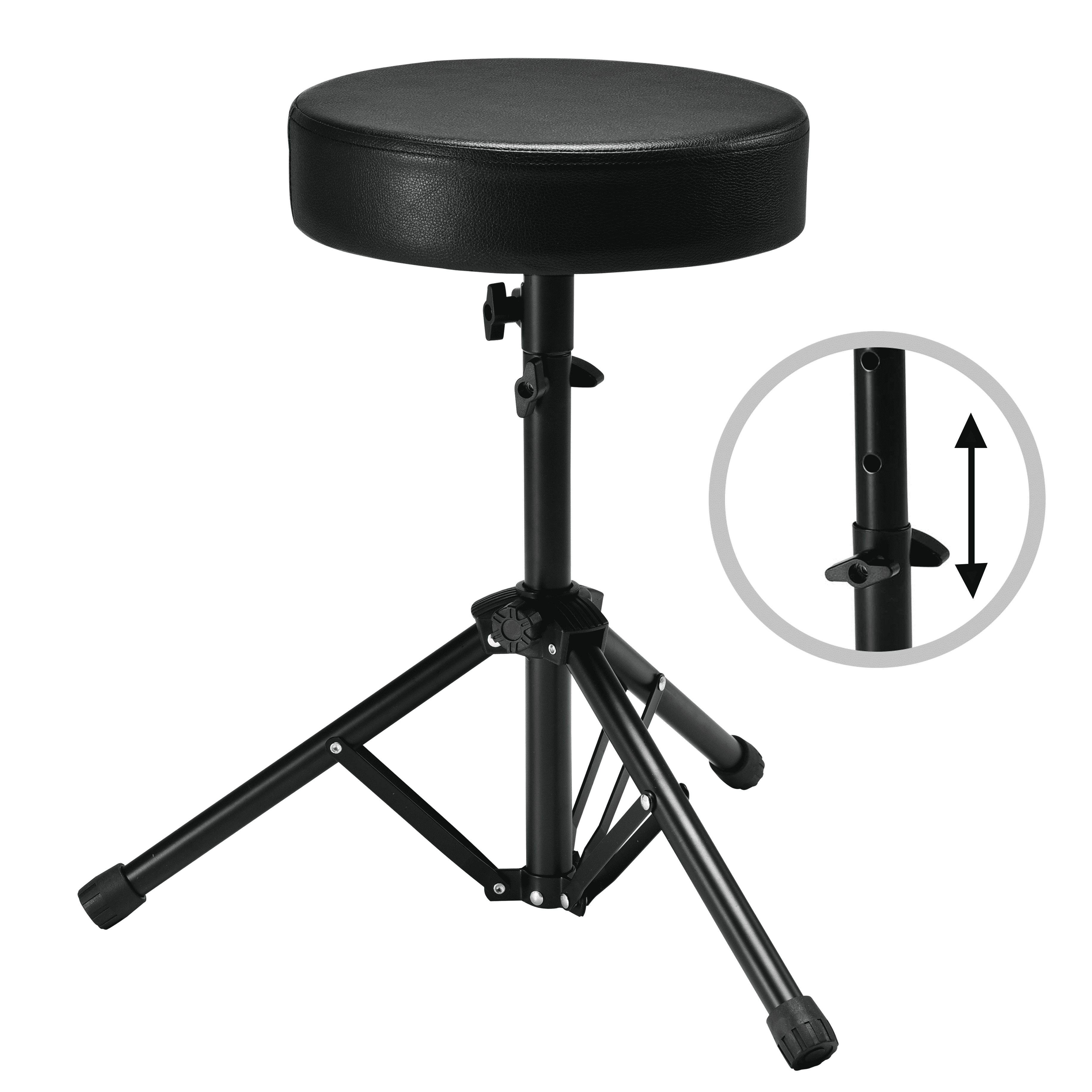 Olakula Drum Stool,Height-Adjustable,Padded, with Non-Slip Feet.(Black）