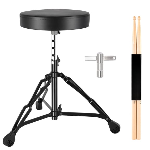 Drum Throne,Padded Drum Seat Drumming Stools with Anti-Slip Feet for Adults and  Drummers (Black Upgrade)