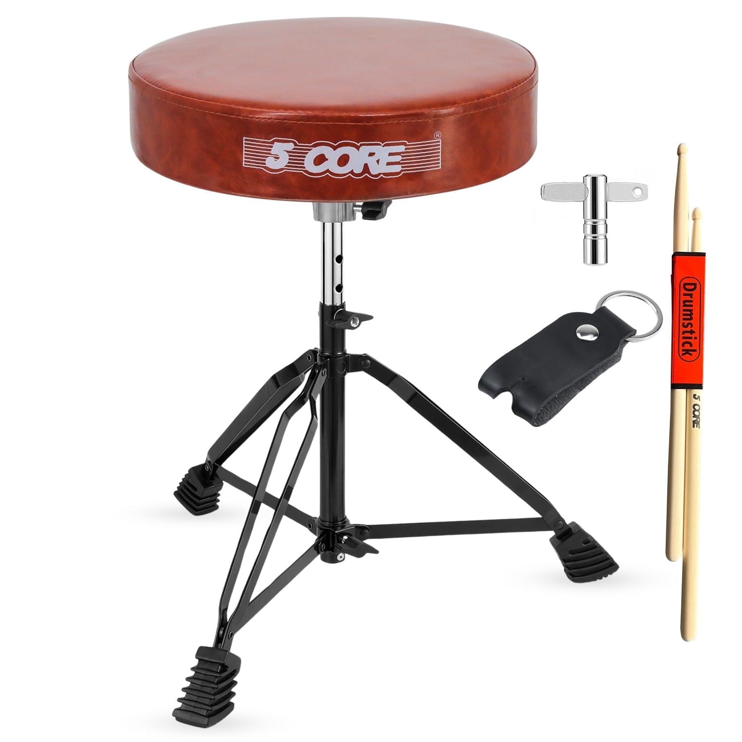 5 Core Drum Throne 3" Thick Padded Guitar Stool 200Lb Capacity Heavy Duty Adjustable Drummer Chair