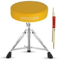 Drum Throne Padded Guitar Stool Height Adjustable Music Chair Seat Universal for Adults & Kids with Anti Slip Rubber Feet - DS CH Yellow