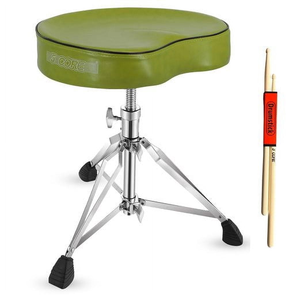 Drum Throne Padded Guitar Stool Saddle Drummer Seat for Adults & Kids - Dark Green