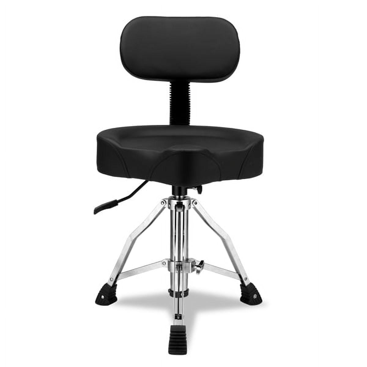 Drum Throne with Backrest, Hydraulic Drum Stool Adjustable Height, Heavy Duty Hydraulic Drum Seat Saddle Design for Drummers