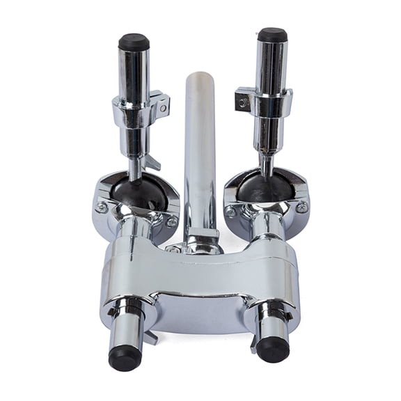 ETEREAUTY Durable Double Tom Holder Drum Tom Mount Metal Silver 1Pack