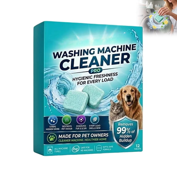 Drum Washing Machine Cleaner Pro 12 Count Enzyme Deep Clean Tablets Removes Pet Hair Odor Plumber Safe for Front Top Load