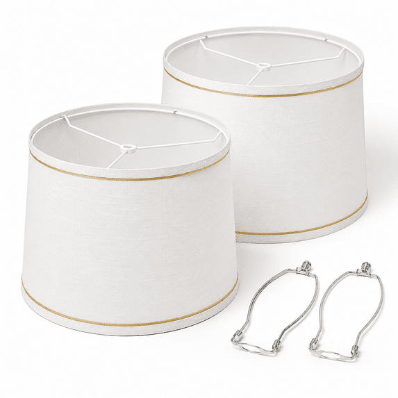 Drum White Lamp Shades Set Of 2 For Table Lamps-11.6