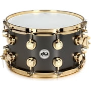 Drum Workshop Collectors Series Satin Black Brass Snare Drum Gold Hardware 6.5"x14"