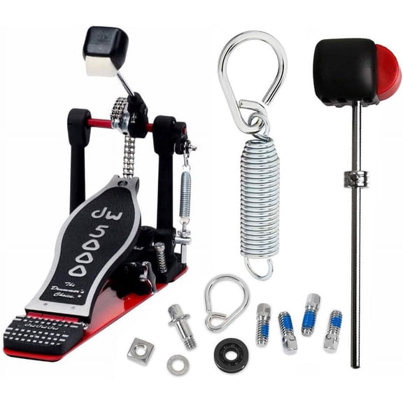 DW DWCP5000TD4 Turbo Single Bass Pedal Deluxe Bundle Includes DWSM107 Flyweight Beater, Drum Key Screw, Spring with Felt Insert and Rocker Assembly with Bearing Rocker (5 Items)