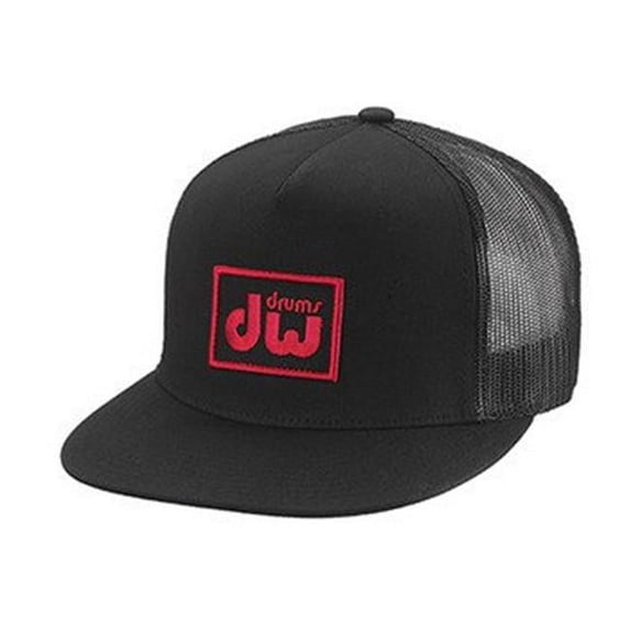 Drum Workshop PR10HAT13 Logo Trucker Hat, Black with Red Logo