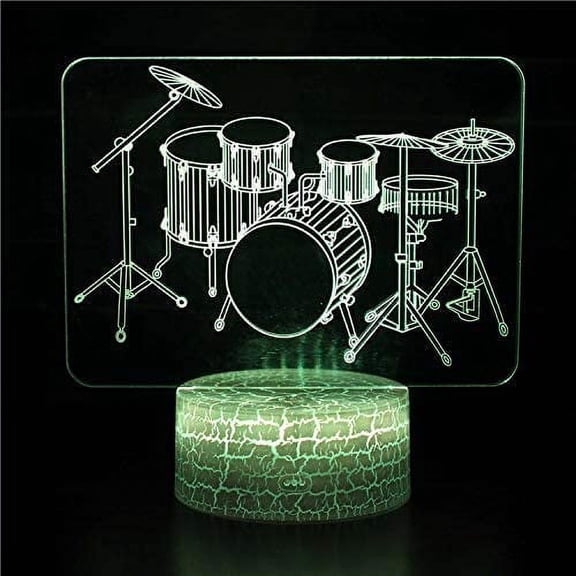 Drum kit 3D Night Light,3D Illusion Lamp 16 Color Change Decor Lamp with Remote Control for Living Bed Room Bar Gift Toys - Gifts for Kids and Room Decor
