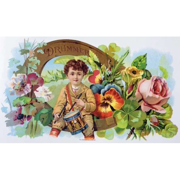 Drummer Boy Decor Poster.Victorian Cigar Label Art.Wall Interior Design. 11 x 17 Inch Poster