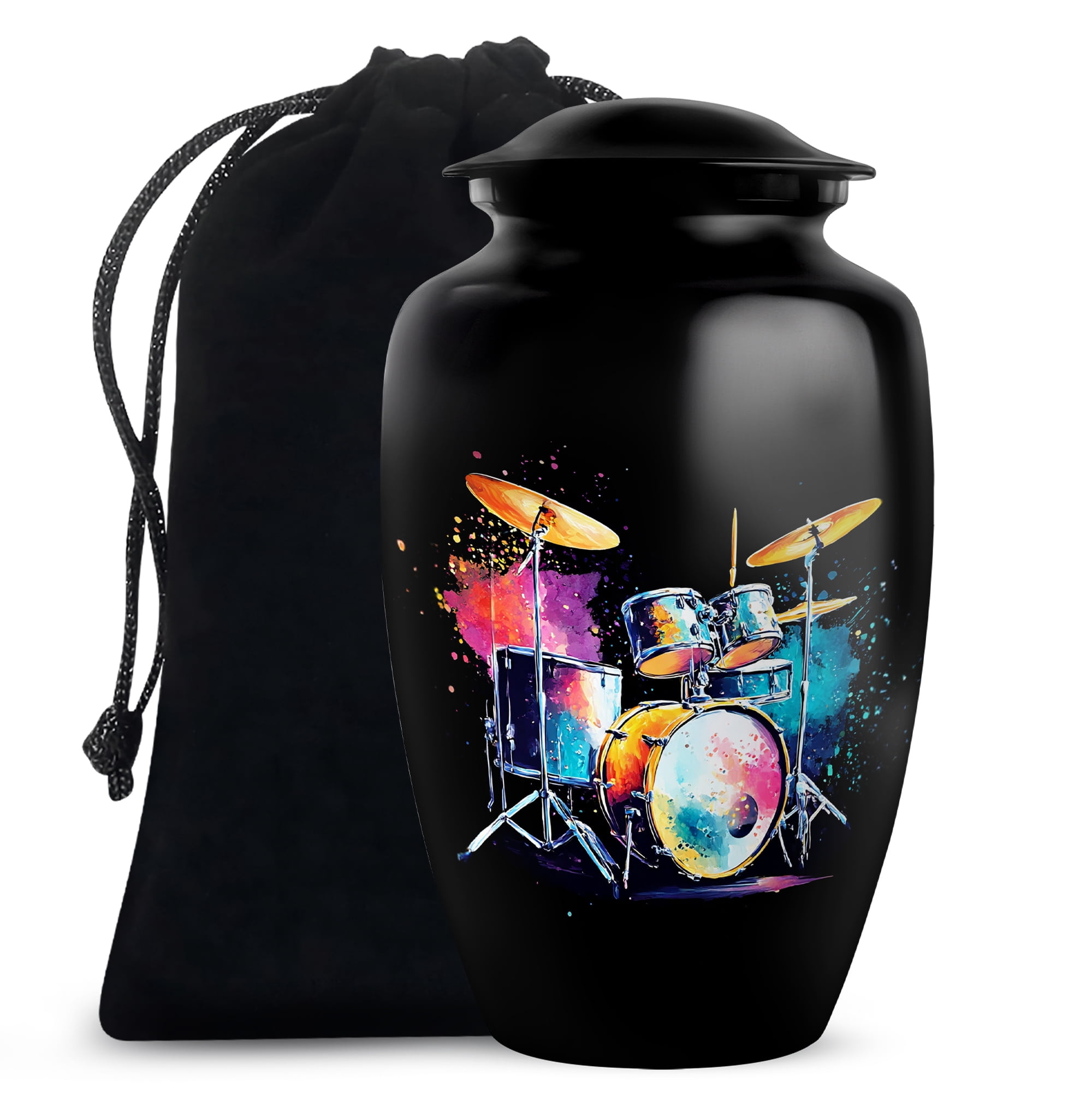 Drummer Cremation Urn, Large Urns For Ashes Adult Male, Musical Tribute Urns For Human Ashes, Drum Set Themed Cremation Memorial Urn For Musicians, Decorative Rhythm (Size, 10 Inch, 1 Pc)