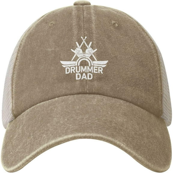 Drummer Dad Hat Mesh Trucker Hats for Men Women Adjustable Vintage Washed Cotton Baseball Cap