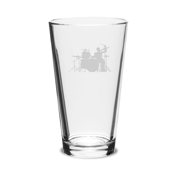 Drummer Deep Etched 16oz Pub Glass