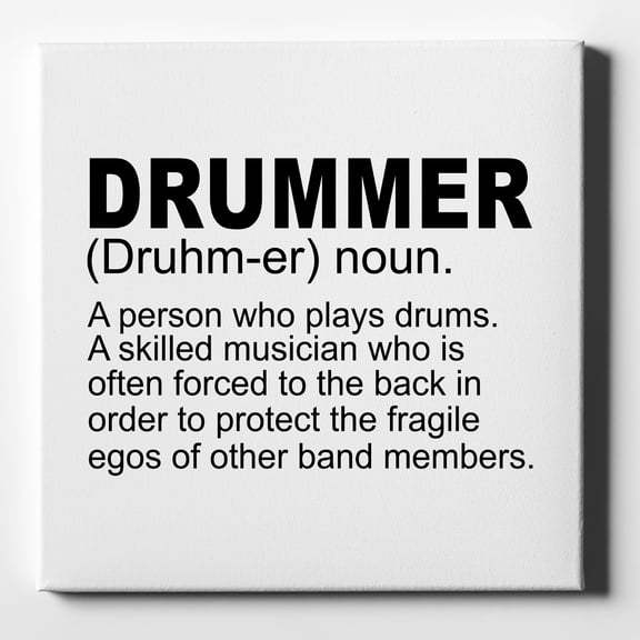 Drummer Dictionary Definition - 10" x 10" - Decorative Canvas Wall Art - White Edge - 5/8" Gallery Wrapped