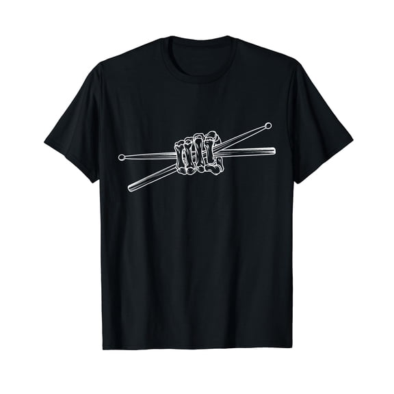 Drummer Drum Sticks Skeleton Hand T-Shirt