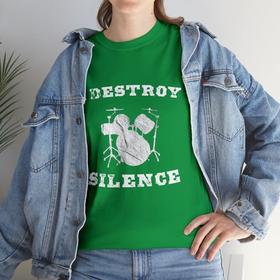 Drummer I Destroy Silence Drum Set Percussion T-Shirt