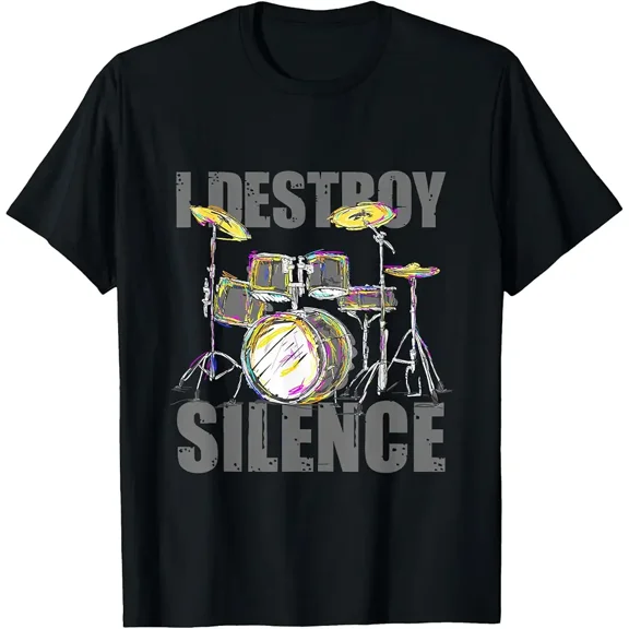 Drummer I Destroy Silence Drums T-Shirt