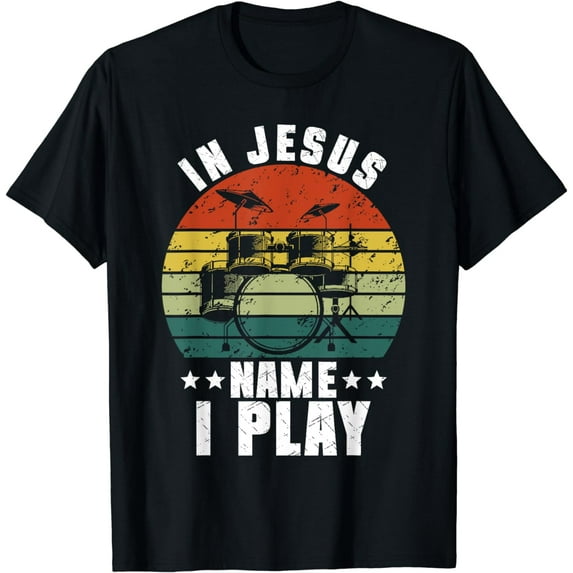 Drummer Jesus Drumming Drums Percussion Faith Christian T-Shirt
