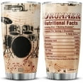 thumbnail image 1 of Drummer Nutrition Facts Tumbler Cool Things For Drummers Gift For Music Lovers Stainless Steel Coffee Cup With Lid 20oz Birthday Gifts For Men Insulated Travel Mug Vintage, 1 of 6