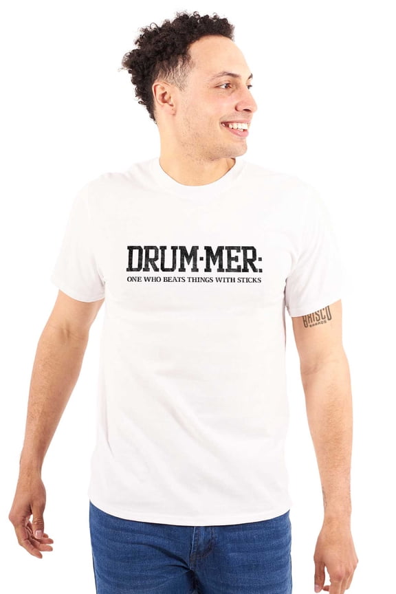 Drummer One Beats Things Definition Plus Size Crewneck Graphic Tee Shirt Brisco Brands 3X