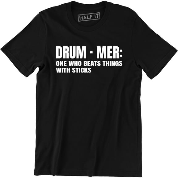 Drummer One Who Beats Things Sticks Funny Band Music Holiday Men's Tee Shirt